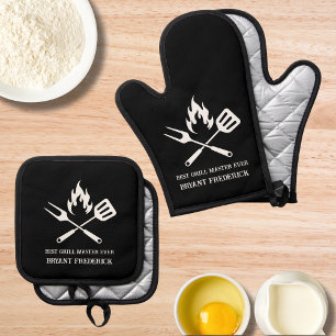 Best Grill Master Dad Father's Day Special Oven Mitt & Pot Holder Set