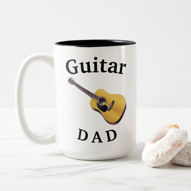 Best "GUITAR DAD" Ever! Father's Acoustical Two-Tone Coffee Mug (With Donut)