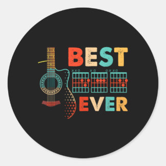 Best Guitar Dad Ever Music Chords Father Musician Classic Round Sticker