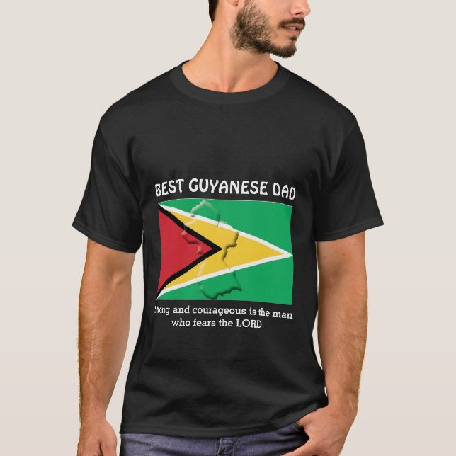 BEST GUYANESE DAD Strong Courageous Personalized T-Shirt (Front)