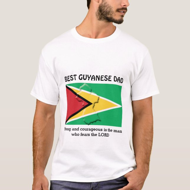 BEST GUYANESE DAD Strong Courageous Personalized T-Shirt (Front)