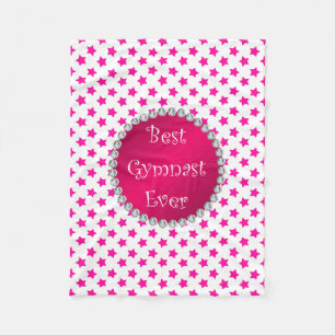 Best gymnast ever pink stars fleece blanket