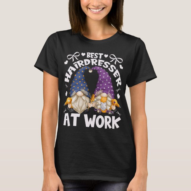 Best Hairdresser Gnomies For Mom With Funny Barber T-Shirt (Front)
