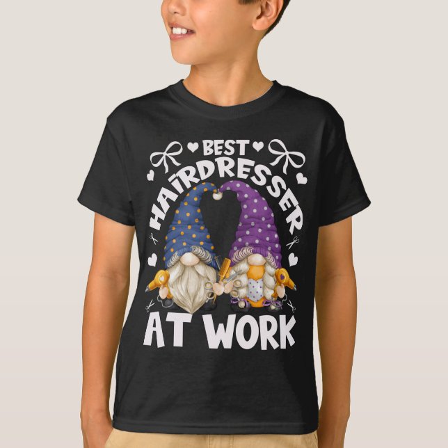 Best Hairdresser Gnomies For Mom With Funny Barber T-Shirt (Front)