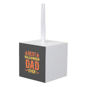 Best Halloween Dad Ever Vintage Distressed Design Cube Ornament