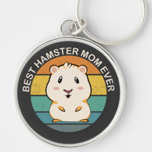 Best Hamster Mom Ever Retro Vintage Hamster Mom Keychain
