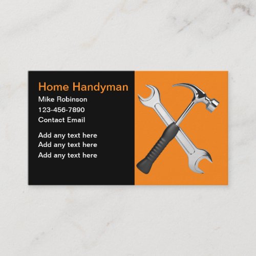 Best Handyman Bold Business Cards