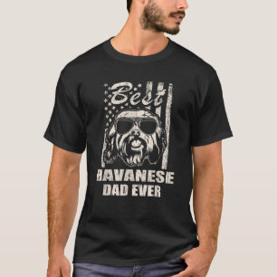 Best Havanese Dad Ever Vintage Retro flag Dog Dad  T-Shirt
