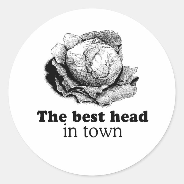 BEST HEAD IN TOWN CLASSIC ROUND STICKER (Front)