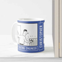 Best Heating Engineer Cartoon with Name Choice. Coffee Mug