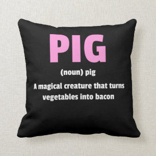 Best Hilarious Pig And Bacon Definition Funny Gift Throw Pillow