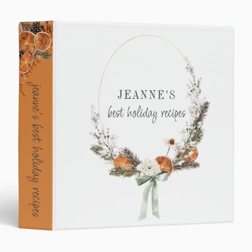 Best Holiday Recipes Personalized Citrus Wreath 3 Ring Binder