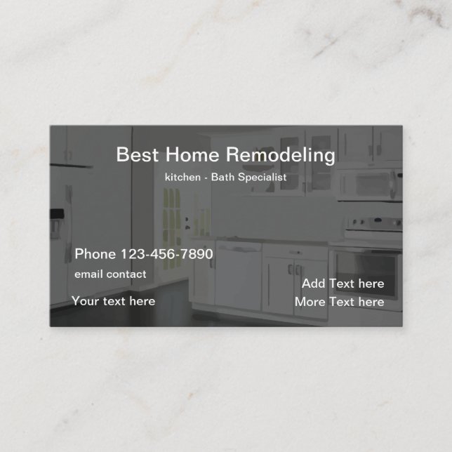 Best Home Remodeling Services  Business Card (Front)