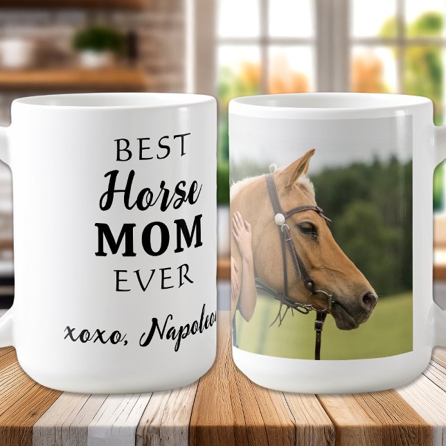 Best Horse Mom Cute Custom Equestrian Photo Coffee Mug (Creator Uploaded)