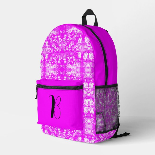 Best Hot Pink Color - Aesthetic Monogrammed Printed Backpack (Back Corner Right)