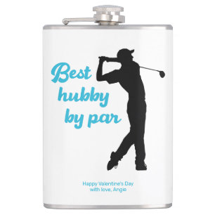 Best Hubby By Par Golfer Silhouette Golfing Flask