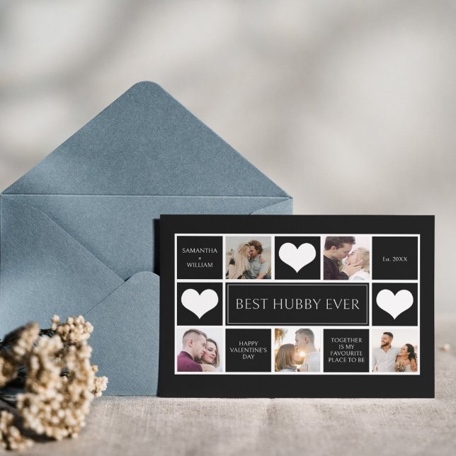 Best Hubby Ever Photo Collage Minimalist  Holiday Card (Creator Uploaded)