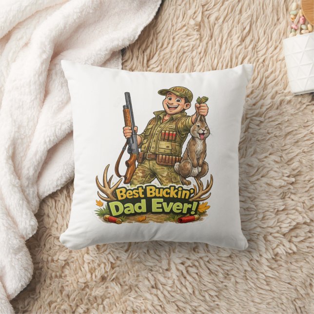 Best hunting dad ever funny hunter gift idea throw pillow (Blanket)