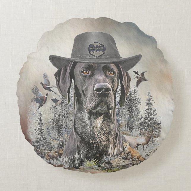 Best Hunting Dogs (GSP)      Round Pillow (Front)