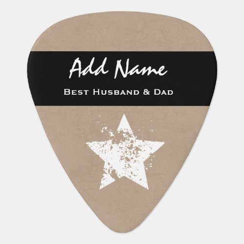 Best Husband and Dad Modern Tan Black Ribbon A03 Guitar Pick