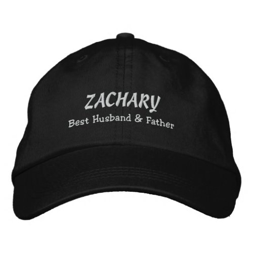 BEST HUSBAND and FATHER Black Hat WHITE Thread C03