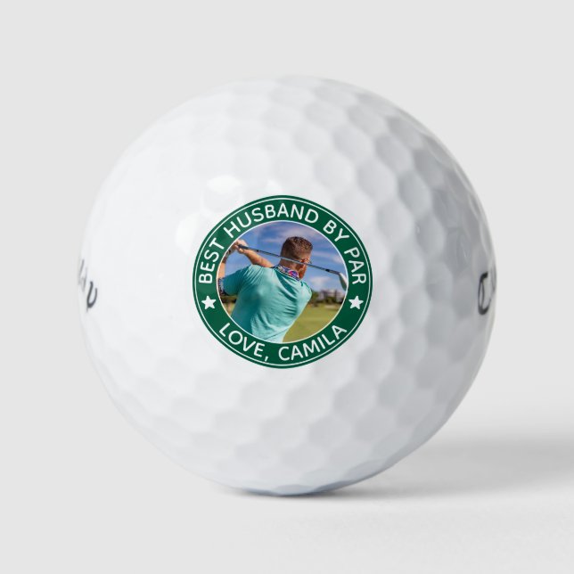 Best Husband by Par Custom Photo & Love Message Golf Balls (Front)