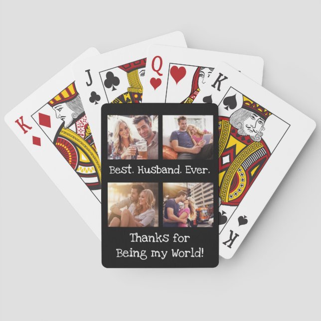Best Husband Ever 4 Photo Collage Fun Keepsake  Poker Cards (Back)