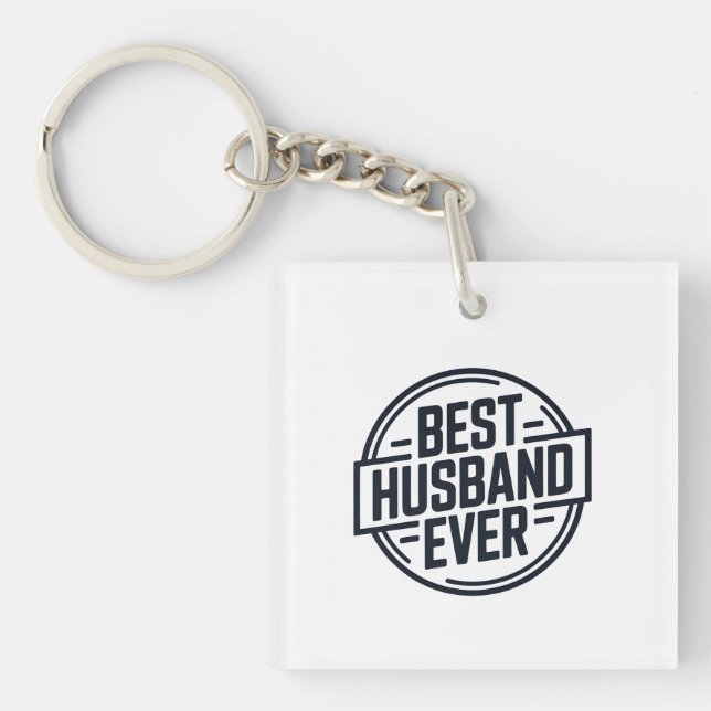 Best Husband Ever Badge Design Keychain (Front)