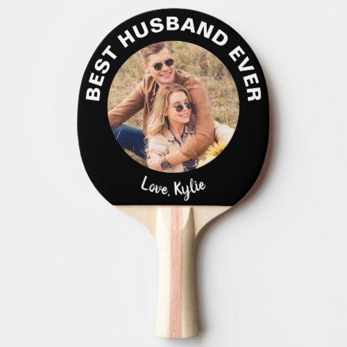 Best Husband Ever Custom Photo Black Ping Pong Paddle