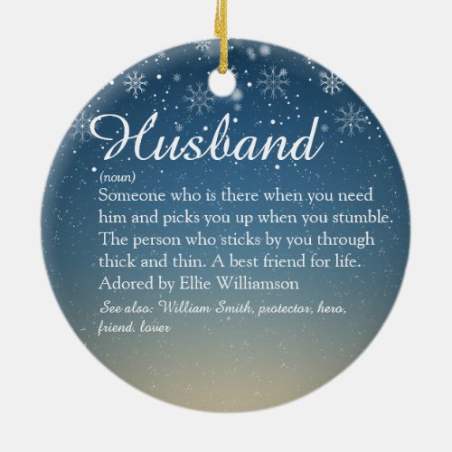 Best Husband Ever Definition Photo Snowflakes Ceramic Ornament