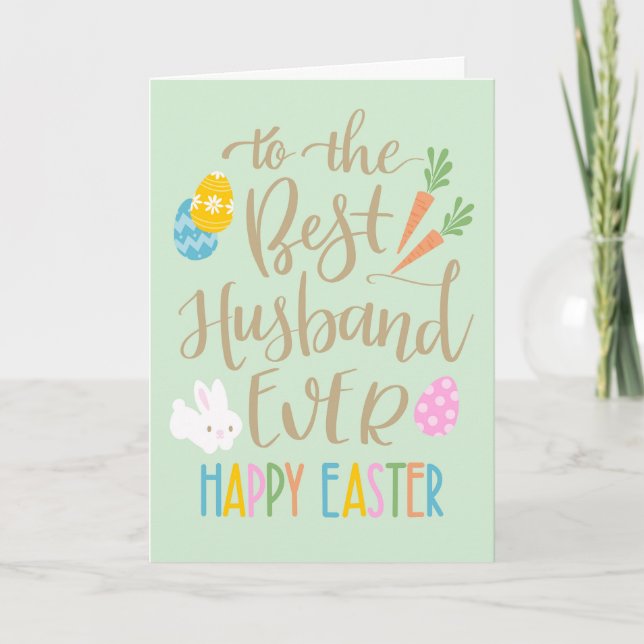 Best Husband Ever Happy Easter Typography Card (Front)