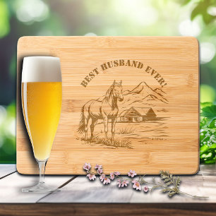 Best Husband Ever - Horse on Farmhouse   Engraved Cutting Board