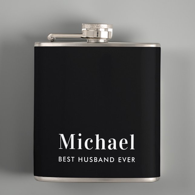 Best Husband Ever Monogram Black Flask (Creator Uploaded)