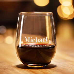 Best Husband Ever Monogram Stemless Wine Glass