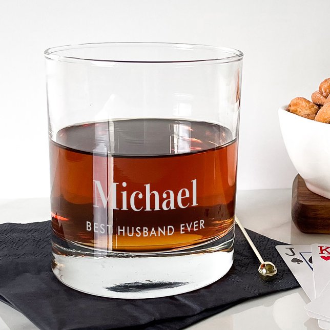 Best Husband Ever Monogram Whiskey Rocks Glass (Creator Uploaded)