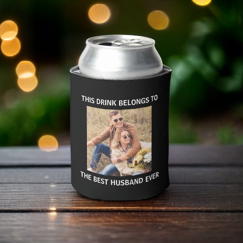 Best Husband Ever Personalized Photo Black Can Cooler