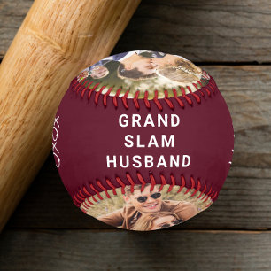 Best Husband Ever Personalized Photos Burgundy Baseball