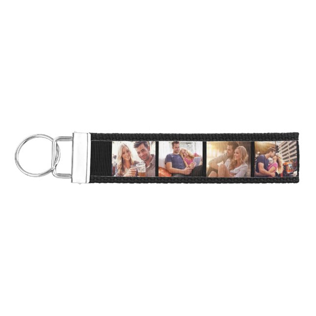 Best Husband Ever Photo Collage Black White Wrist Keychain (Keys on Left)