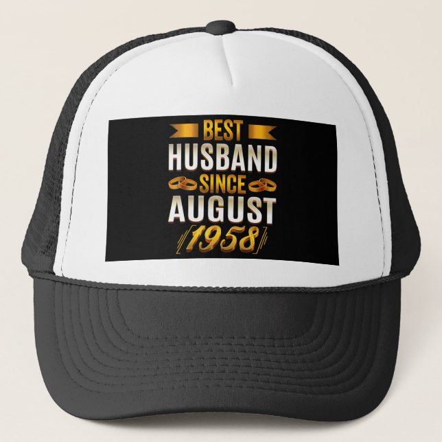 Best Husband FunnyAnniversary Mom Dad Trucker Hat (Front)