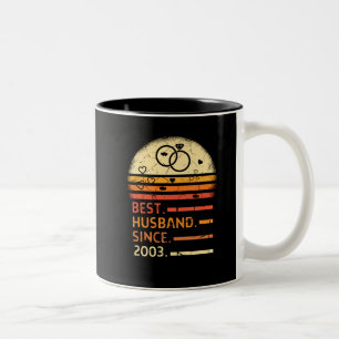 Best husband since 2003 retro vintage father's day Two-Tone coffee mug