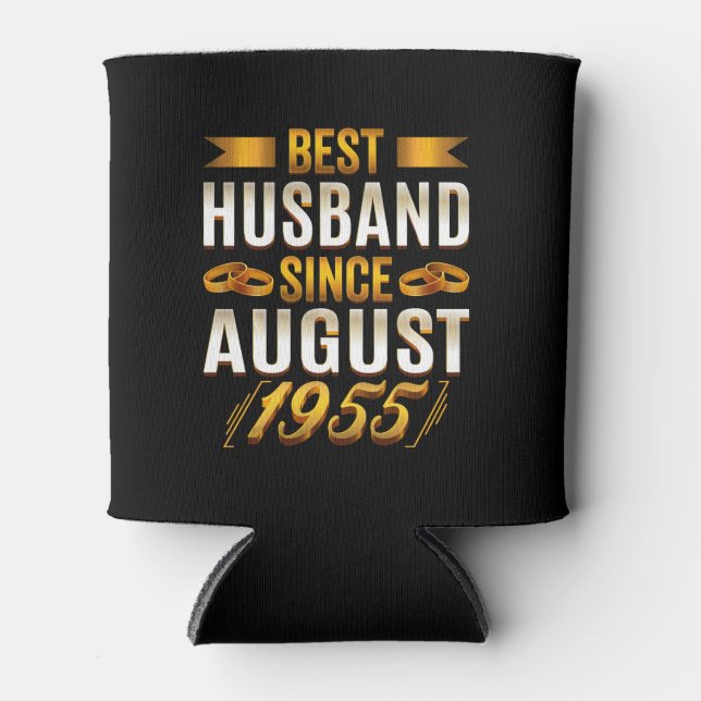 Best Husband Since August 1955 Funny Annivesary Can Cooler (Front)