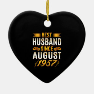 Best Husband Since August 1957 Cute Anniversary Ceramic Ornament
