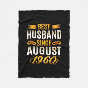 Best Husband Since August 1960 - Funny 60th Fleece Blanket