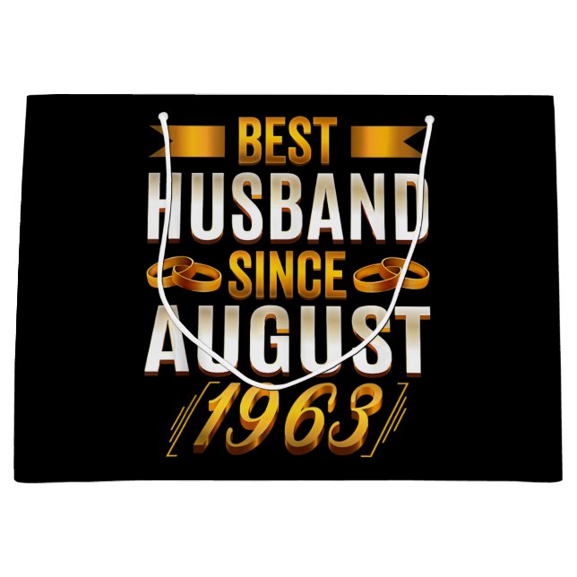 Best Husband Since August 1963 57th Anniversary Large Gift Bag (Front)