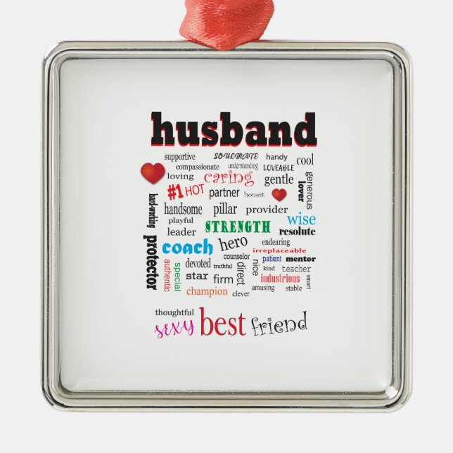 Best Husband Word Cloud Metal Ornament (Front)