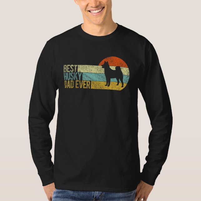 Best Husky Dad Ever Husky Papa Funny Siberian Husk T-Shirt (Front)