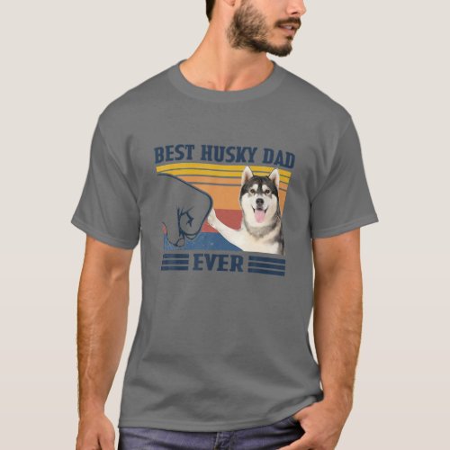 Best Husky Dad Ever Vintage Father Day Christmas T_Shirt