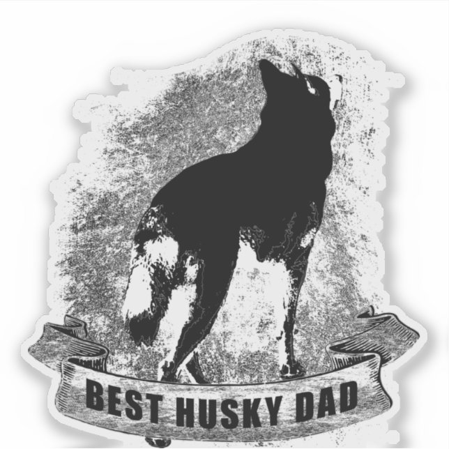 BEST HUSKY DAD Vintage Spruchband Sticker (Front)