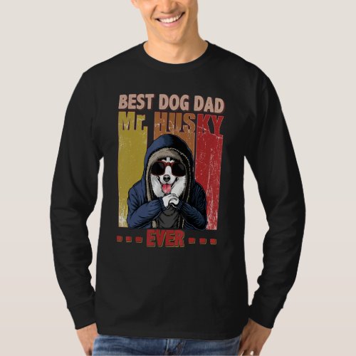 Best Husky Dog Dad Life Vintage Fathers Day T_Shirt