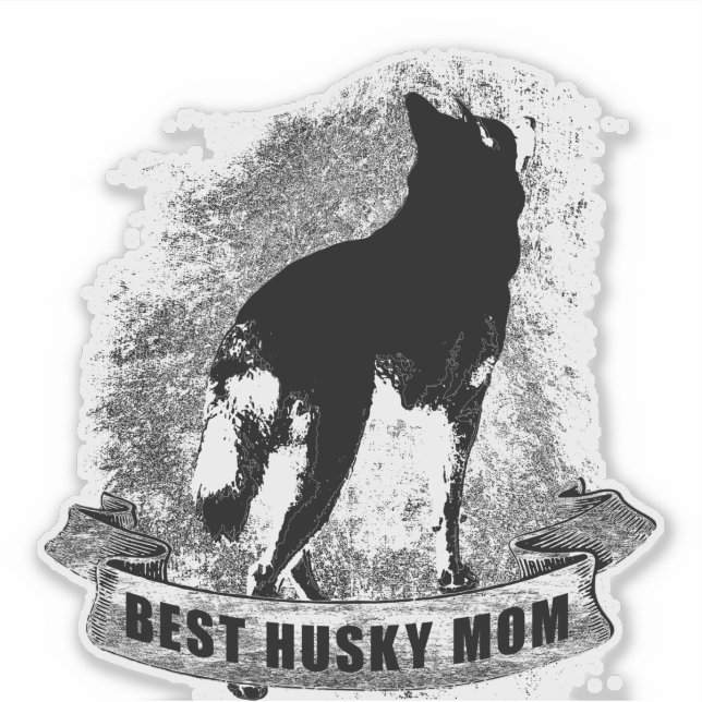 BEST HUSKY MOM Banner Sticker (Front)
